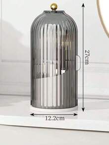 1pc Birdcage Rotating Dustproof Storage Organizer, 180° Sliding Door Storage Holder, Bathroom Toothbrush & Toothpaste Holder, Vanity Makeup Brush Lipstick Container, Ins Style Desktop Decor - Multicolor - View 15