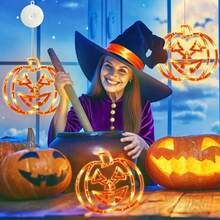 1pc Halloween Pumpkin Light, Suction Cup Light, Indoor String Lights With Timer Function, Create Scary Atmosphere Decoration, Suitable For Halloween, Various Room Walls, Holiday Decoration, Battery Powered (Batteries Not Included) - Suction Cup Light - View 1