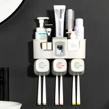 Soporte de plástico de fácil limpieza para cepillos de dientes para tocador - Multicolor - Ver 7