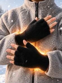 Women's Autumn/Winter Versatile Thermal Lined Warm Half-Finger Gloves, Suitable For Office, Study, Writing, Driving, Cycling, Open-Finger Design For Flexible Operation | Suitable For Halloween, Thanksgiving, Christmas - Multicolor - View 1
