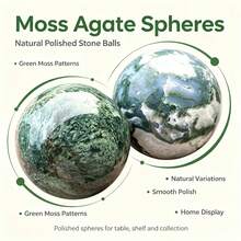 Stonehaven Natural Green Moss Agate Sphere Polished Gemstone Sphere For Home Decor, Meditation, Reiki, Crystal Collection, Desk Display, Feng Shui Gift - 1pc5-6cm - View 8