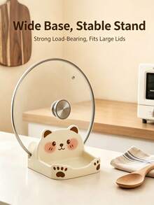 1pc Cute Bear-Shaped Countertop Storage Rack, Paw Print Detail, Stable Anti-Tip Design, For Drying Pot Lids And Soup Ladles, Pot Lid And Soup Ladle Holder, Pink Kitchen Supplies, Kitchen Essentials, Kitchen Decor And Accessories, Suitable For Daily Home Kitchen Use And Housewarming Party - Multicolor - View 9