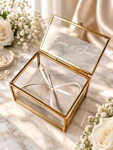 Personalized Wedding Ring Box With Couple's Names, Wedding Date And Latitude/Longitude Coordinates. Suitable For Wedding, Engagement Or Proposal, Perfect Wedding Photo Prop And Ideal Anniversary Gift - Multicolor - View 4