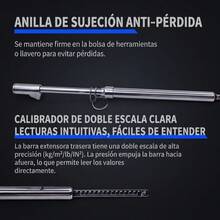 Medidor de Presión de Neumáticos de Varilla, Manómetro de Aire para Llantas de Auto, Camioneta y Moto, Lectura Precisa - A - Ver 10