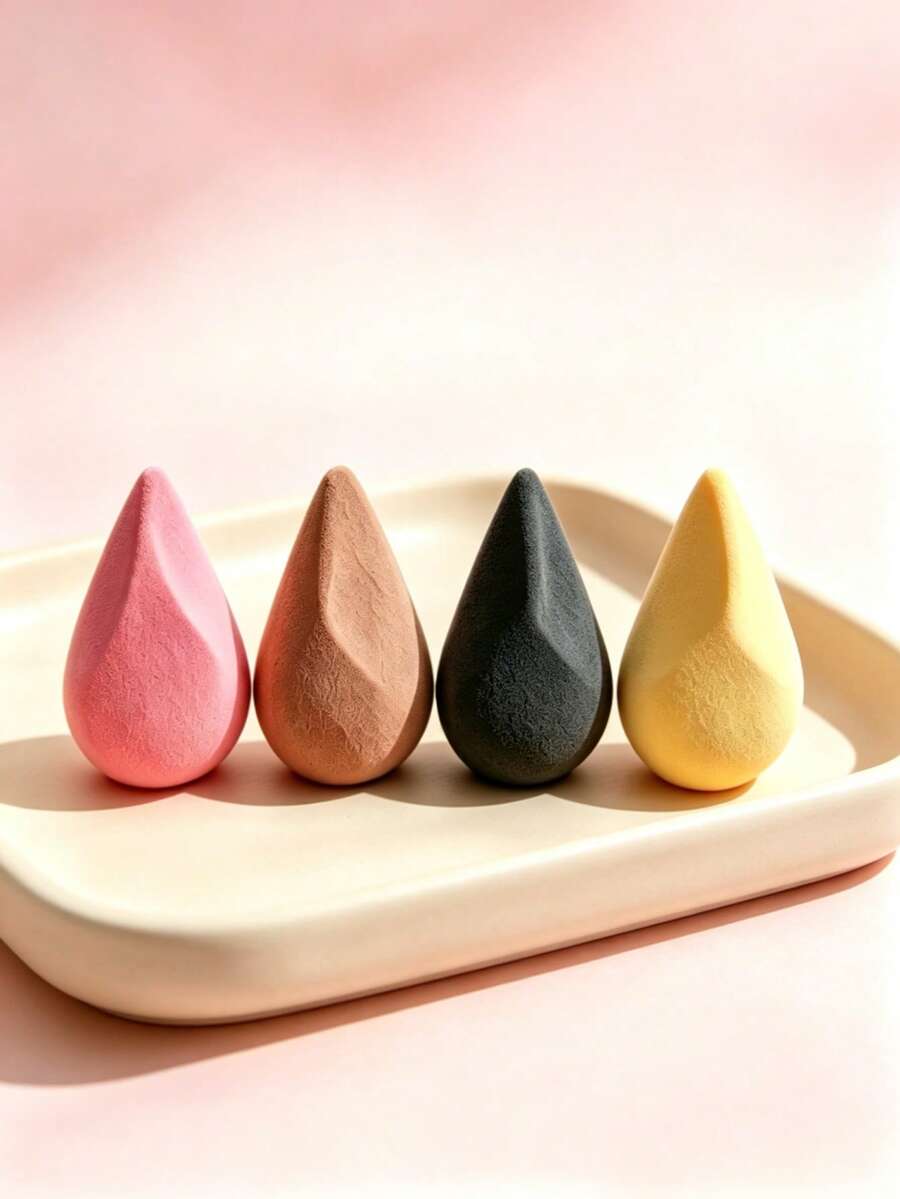 Mini Dual End Fan Shape Beauty Sponge Irregular Makeup Blender Latex-Free Soft Cosmetic Puff For Foundation Cream Makeup Loose Powder - Multicolor - View 1