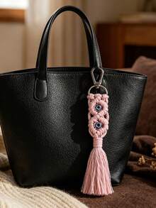Bohemian Handmade Colorful Tassel Pendant With Evil Eye Keychain, Blue Glass Evil Eye Lucky Charm Pendant Keychain With Metal Ring For Keys, Backpacks, Handbags And Car Keys, Symbolizing Good Luck And Protection, Suitable For Friends, Family, Daily Wear, Travel, Festivals And Special Occasions, Essential For Fashion Enthusiasts And Believers - One Size - View 1