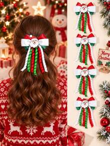 2pcs Christmas Curly Tassel Hair Clips For Girls /Elk Decor Alligator Clips Delicate Christmas Gift Hairpins Cute Sweet Party Kids Hair Accessories - Multicolor - View 1
