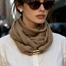 1pc Solid Color Polyester Scarf, All-Match Versatile For Autumn/Winter - Multicolor - View 15