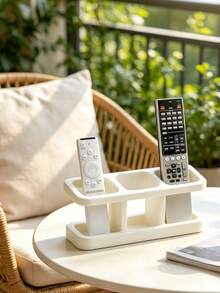 1pc Remote Control Holder, 3-Tier Hollow Storage Rack, Multi-Size Remote Control Stand For Desktop, Living Room/Coffee Table Display Rack, Autumn Home Decor, Bedroom/Living Room/Study/Home Decorative Storage, Christmas, New Year, Essential Storage For Rental Homes, Best Choice For Housewarming Gifts - Multicolor - View 2