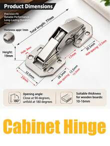 180 Degree Soft Close Frog Cabinet Hinges, Stainless Steel Surface Mount Concealed Hinges, 2pcs Furniture Hardware, Suitable For Kitchen Cabinets, Bathroom Vanity, Wardrobe And Closet Doors - Small - View 7