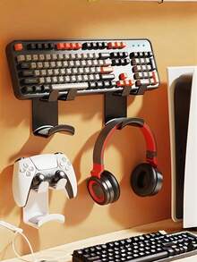 2-In-1 No-Drill Wall Mount Headphone And Game Controller Holder, Universal Headphone Stand With Storage Hook, Space-Saving Gaming Desk Organizer, Home Essential, Christmas Gift For Gamers - Multicolor - View 11
