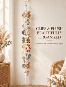 Hanging Hair Clip Storage Chain With 20 Metal Rings, Hair Clip Organizer Rack, Space-Saving Hair Accessory Storage, Suitable For Bedroom, Bathroom, Dorm, For Women And Teenagers, Christmas Gift, Gift For Her - Multicolor - View 6