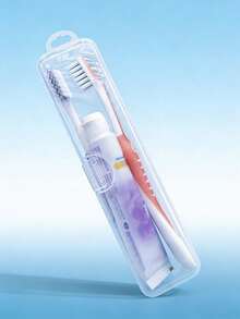 1pc Portable Clear Travel Toothbrush Storage Box, Transparent Breathable Dustproof Toothbrush Holder, Toothbrush Protector Case For Toothpaste & Toothbrush, Home Daily, Outdoor Camping, Business Trip, Back To School, Bathroom Decor - Clear - View 2
