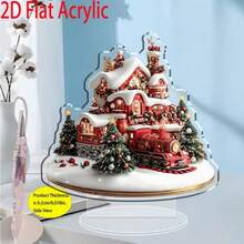 1pc Christmas Rotating Carousel Desktop Decoration Multifunctional 2D Acrylic Plaque Winter Christmas Home Dorm Office Supplies Party Gift - 1PC - View 9