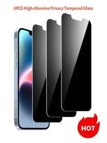 BOLLYMORE 3片裝防窺鋼化玻璃螢幕保護貼，相容 Apple DUO/18/18 Pro/18 Pro Max/14 6.1 吋、13、13 Pro 6.1 吋、15、15 Pro Max、16 Pro、16 Pro Max、17、17 Pro、17 Pro Max、AIR - 3pcs Privacy Glass - 查看 2