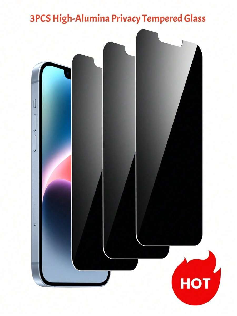 BOLLYMORE 3片裝防窺鋼化玻璃螢幕保護貼，相容 Apple DUO/18/18 Pro/18 Pro Max/14 6.1 吋、13、13 Pro 6.1 吋、15、15 Pro Max、16 Pro、16 Pro Max、17、17 Pro、17 Pro Max、AIR