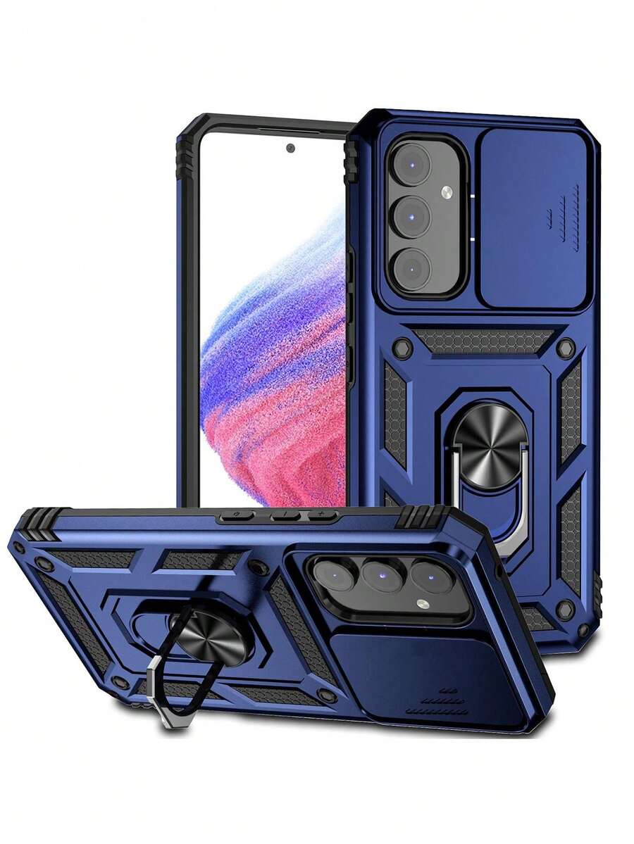 軍用級手機殼 360°旋轉支架 2合1防摔防震手機殼,適用於 Apple 16 Pro Max、Note 11/12/13 Pro+、Pixel 9 Pro,內建支架 + 高品質工藝 + 全套手機殼 + 兼容 Apple 11/12/13/14/15 Pro Max、A14/A24/34/35/54/55 S23/24 S22U - 藍色 - 查看 1