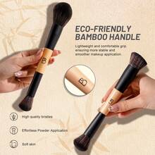 BS-MALL Vegan Dual-Ended Makeup Brush Set 12pcs Foundation Contour Blush Highlighter Blending Eyebrow Brushes - Ginger - View 4