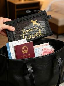 Airplane Theme Mesh File/Passport Organizer Bag & Stationery Storage Pouch, Lightweight And Portable, Suitable For Travel And Vacation, Also Applicable For Daily Storage Of Receipts, Stationery And Other Items - Multicolor - View 8