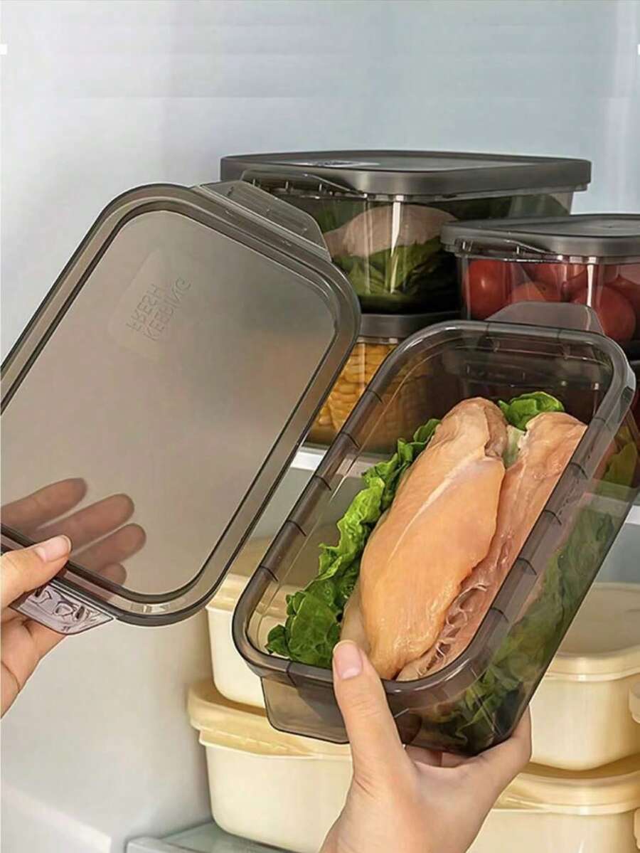 3pcs Sealed Transparent Cold Food Storage Boxes, Rectangular Freezer Storage Bins, Refrigerator And Freezer Organizer Boxes, Plastic Microwave Containers, Storage Boxes - Multicolor - View 1