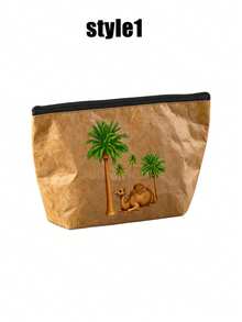 Camels Coconut Trees Cosmetic Bag, Portable Zipper Makeup Storage Pouch, Large Capacity Travel Toiletry Bag,Cute Makeup Tools Organizer, Multifunctional Storage Bag - Multicolor - View 15