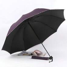 1pc Extra Large Dual-Use Sun & Rain Umbrella, Reinforced Frame, Foldable Design, 10 Ribs, Durable 190T Fabric, Business Black Coating Edge, Thickened UV Protection, Waterproof, Mini Compact Pocket Size, Fiber Frame, Portable Flat Card Holder Style, Ultra-Light 5-Fold Umbrella, Women's Outdoor Mini Sunshade Beach Parasol, Foldable High-Density Black Coating - A - View 16