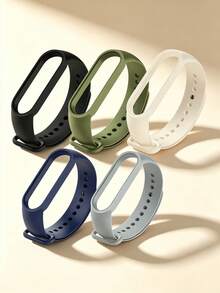 5pcs/2pcs Neutral Solid Color Soft Silicone Watch Band, Compatible With Xiaomi Mi Band 7/6/5/4/3, Replacement Sports Wristband Accessory Gift - Multicolor - View 17