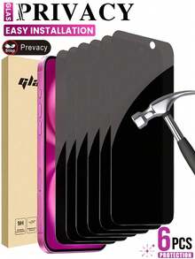 BOLLYMORE 6片裝隱私螢幕保護貼，相容 iPhone 18 Pro/18 Pro Max/17/16/16e/15/14/13/13 Pro/12/11/17 Pro Max/17 Air/16 Pro Max/15 Pro Max/14 Pro/Plus/Mini/X/XR/XS Max/7/8/SE2/SE3，9H+強化玻璃，相容動態島，防刮，全螢幕覆蓋，隱私防窺 - 6入 隱私防窺玻璃 - 查看 8