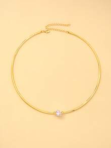 outingfit 1pc Water Drop Pendant Open Collar Necklace, Fashion Minimalist Commute Daily Versatile Party Choker - Gold - View 3