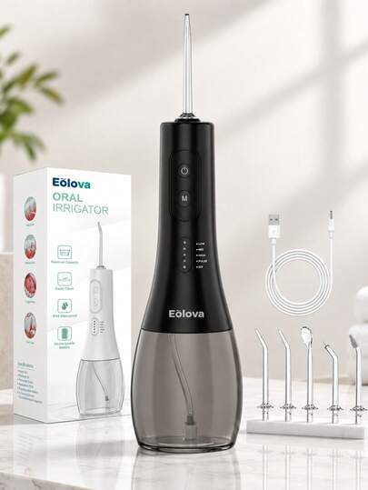 Cordless Water Flosser, 500mL Large Capacity, Portable Powerful Oral Irrigator For Teeth Cleaning, 5 Cleaning Modes, 360° Rotating 5 Nozzle, IPX8 Water Proof, Oral Care Tools For Home Travel
