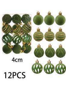 12PCS Red Plush-Texture Christmas Ornament-An Outdoor/Patio Christmas Tree Decoration Perfect For Creating A Festive "Winter Wonderland" Atmosphere; Suitable For New Year And Christmas Decor, Home And Garden Styling, And Holiday Table Settings. - Multicolor - View 14