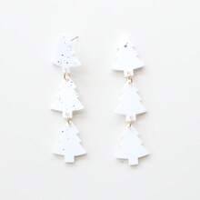 Christmas 1 Pair Triple Hanging Snowing Christmas Tree Acrylic Dangle Earrings, Clay Texture, Cute & Elegant, Suitable For Daily Wear, Party, Vacation, Gift-Giving, Holiday Gift - Y1433 - View 4