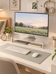 1pc Transparent Acrylic Monitor Stand, Laptop Desktop Monitor Riser, Transparent Desktop Storage Rack With Shelf, Space-Saving Office, Home Study And Room Decor Computer Stand - Multicolor - View 1