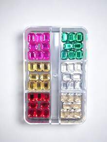 6-Grid Glass Decoration Nail Art Set, Nail Art Accessories, Suitable - Multicolor - View 9