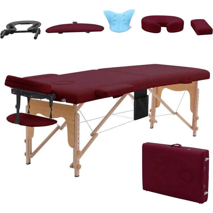 Spa Massage Table - Burgundy - View 1