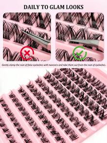 Asiteo 120pcs D Curl Fluffy Cluster False Eyelashes, Thin Crossed Daily Makeup Look, High Capacity Reusable Single Cluster False Eyelashes, Suitable For Home Use - D - View 4
