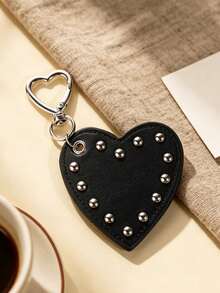 1pc Punk Rivet Heart Keychain, Sweet Cool Heart-Shaped Pendant Key Chain, Personalized Metal Pendant Bag Charm Key Chain, Bag Decoration Chain Gift - Multicolor - View 7