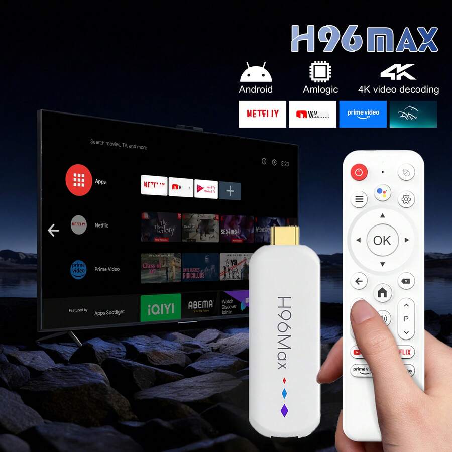 Stick TV Android 14 Smart Control Baru, Kontrol Suara, 4K Ultra HD, RAM 2GB ROM 16GB, Chip AllWinner 64-Bit, USB Type-C 3D, Wi-Fi 6 Dual-Band 2.4/5GHz, Wireless 5.0, Antarmuka Kontrol Cerdas, Port Mini USB - Hitam - View 1