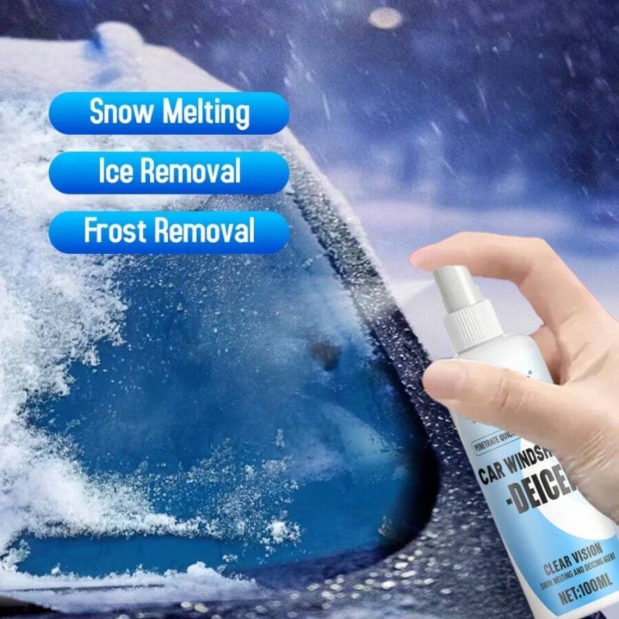 Professional Grade Car Glass De-Icer Spray, Multi-Functional Frost Dissolver, Comprehensive Coverage For Car Windshield, Rearview Mirror, Refrigerator And Home Windows, Nano-Level De-Icer Fast Acting, Stylish Design - 100ml - View 1