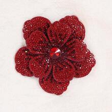 1pc Rhinestone Embellished Double Layer 5-Petal Flower Applique, Hand-Sewn DIY Clothing Trim Accessory, Suitable For Shoes, Hats, Bags, Hair Accessories - Multicolor - View 12