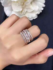 1pc Exquisite Cubic Zirconia Ring, Suitable For Women, Can Be Worn For Weddings, Engagements, Valentine's Day Gifts, Gifts For Mothers, Mother's Day - 1# - View 9
