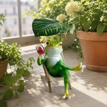 1pc Frog Lounge Chair Figurine, Desktop Living Room Balcony Landscape Decor Craft - Frog - View 5
