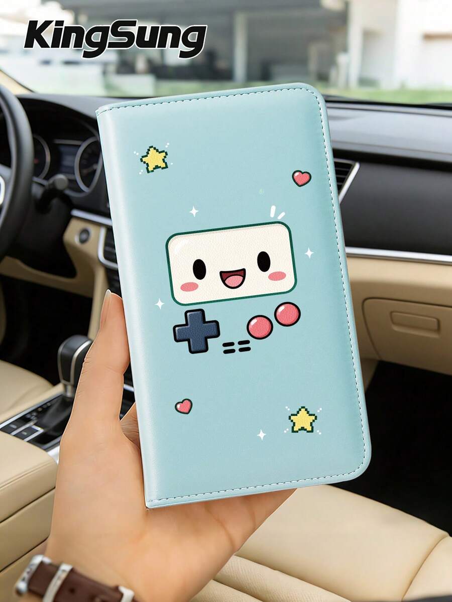 Kingsung Cute Game Console Pattern Car File Holder, Women's ID Bag, Registration Wallet And Card Holder, Insurance, Driver's License, Passport And Card/Travel/Vacation Essentials, Perfect Gift For Car/Truck/Motorcycle Owners