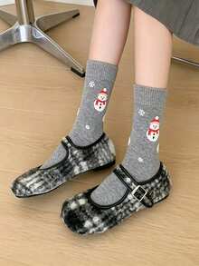 1/4/8 Pairs Christmas Snowman Themed Socks, Fashionable & Versatile, Suitable For All Seasons, Thick Warm & Comfortable Calf Socks - Multicolor - View 7