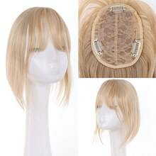Women's Natural One-Piece Hair Topper Hairpiece, Invisible Seamless Hair Patch For Covering Gray Hair, Air Bangs - Coffee Brown - View 5