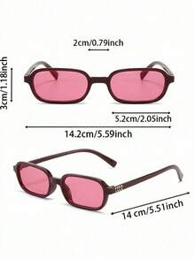 1 Pair Women's Fashion Rectangular Sunglasses, Modern Style, Suitable For Vacation, Party, Daily Life, Fits All Face Shapes. - Multicolor - View 5