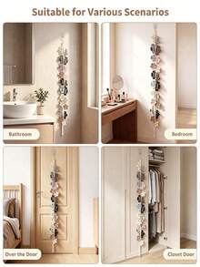 Hanging Hair Clip Storage Chain With 20 Metal Rings, Space-Saving Hair Accessory Organizer For Bedroom, Bathroom, Dorm, Suitable For Women And Teens, Halloween And Christmas Gift - Multicolor - View 4