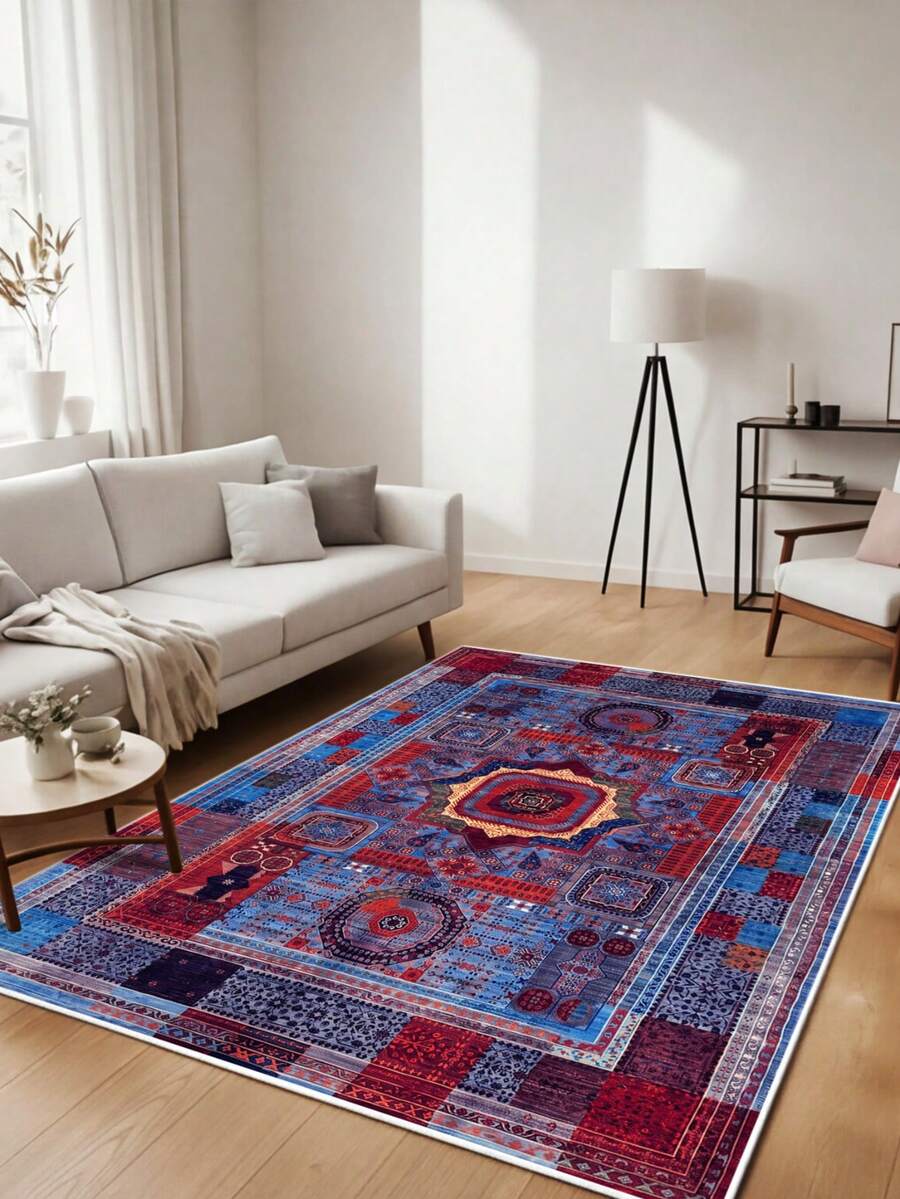 Digitally Printed Non-Slip Washable Runner And Area Rug, Suitable For Living Room, Bedroom, Outdoor, Kitchen Carpet | Modern, Scandinavian, Bohemian And Classic Styles | 100% Polyester - Coral Pink - View 1