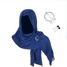 1pc Medieval Distressed Ripped Hooded Scarf Set, Vintage Viking Brooch Pin, Renaissance LARP Cosplay Halloween Headwrap For Men And Women - Multi-color - View 10