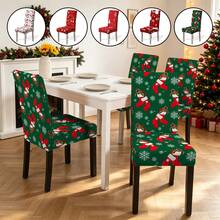 1/2/4/6pcs Christmas Pattern Chair Covers, Dining Chair Seat Protectors, Removable And Washable - Multicolor - View 2
